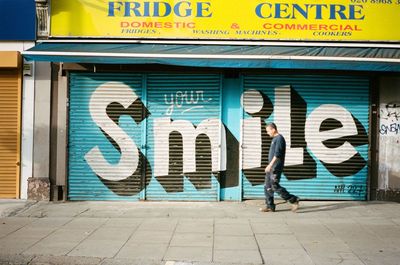 Graffiti on wall of store