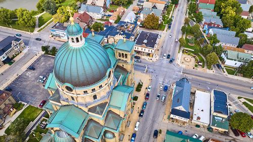 High angle view of buildings in city