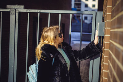 Close-up of woman photographing