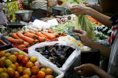 Vegetables for sale at market stall