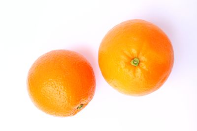 Close-up of orange fruit against white background