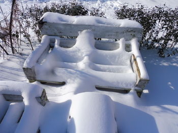 Close-up of snow covered field