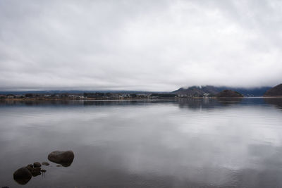 Scenic view of lake against sky