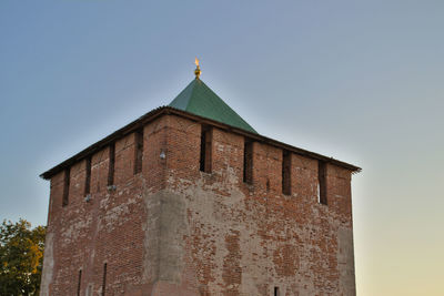 Low angle view of old building against clear sky