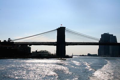 Suspension bridge over river