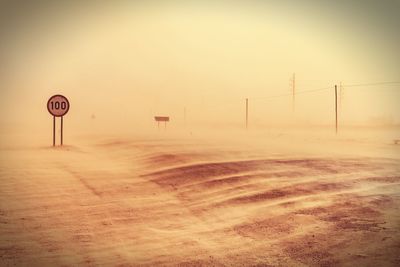 Sandstorm near swakopmund in namibia in africa.