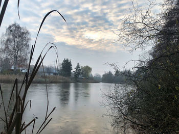 Scenic view of lake against sky