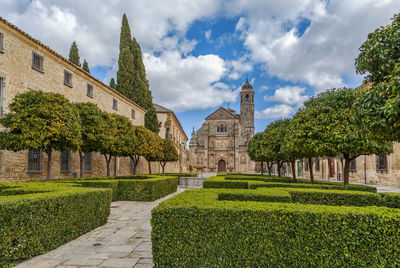 Panoramic view of temple against building