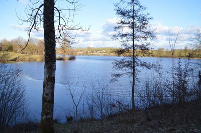 Scenic view of lake against sky