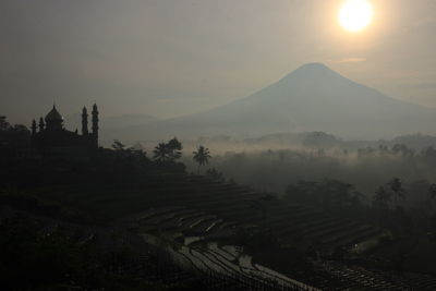 Scenic view of landscape against sky during sunset