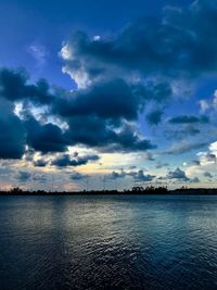 Scenic view of sea against sky at sunset