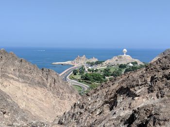 Panoramic view of sea against clear sky