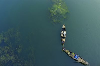 High angle view of boat