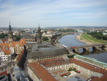 High angle view of buildings in city