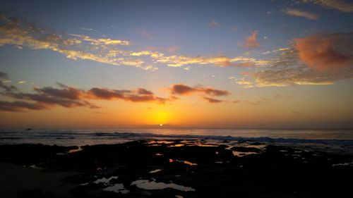 Scenic view of sea at sunset