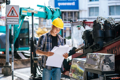 People working at construction site