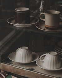 High angle view of coffee on table