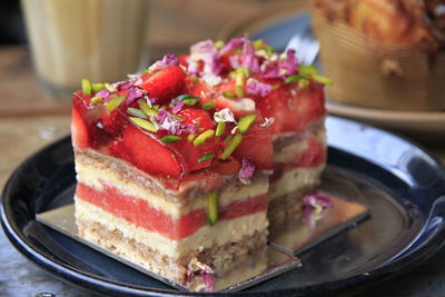 Close-up of served food in plate