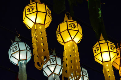 Colorful lamps lights in the temple.