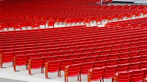 Red seats in row