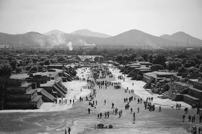 High angle view of crowd in ancient  city