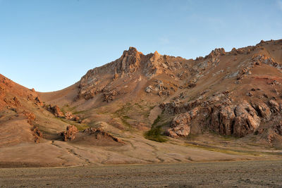 Scenic view of desert against clear sky