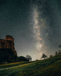 Scenic view of landscape against sky at night