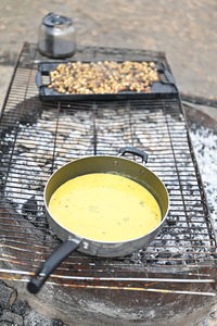 High angle view of food on table