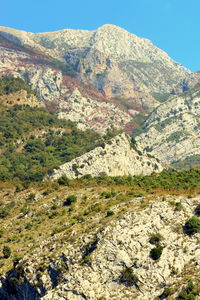 Scenic view of mountains against clear sky