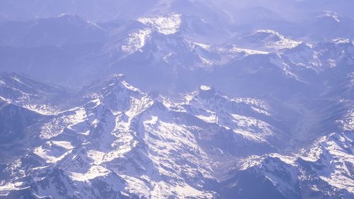 Aerial view of snowcapped mountains