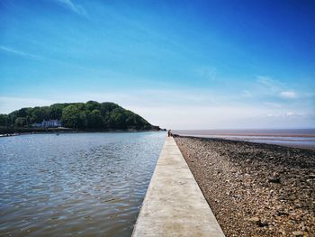 Scenic view of sea against blue sky