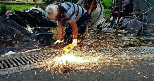 Man working at night