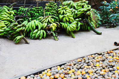 High angle view of fruits for sale at market stall