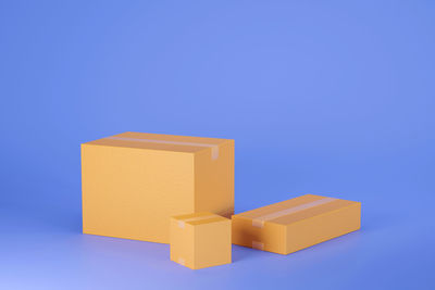 Close-up of toy blocks against blue background