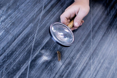 Cropped image of woman holding hands over white background