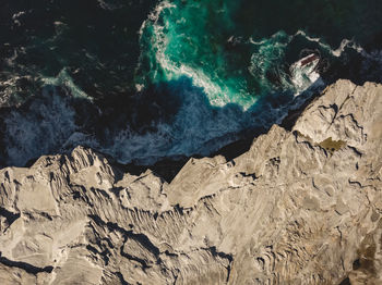 High angle view of rocks on beach