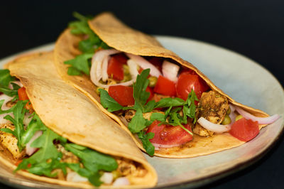 Close-up of meal served in plate