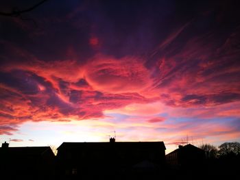 Silhouette of buildings at sunset