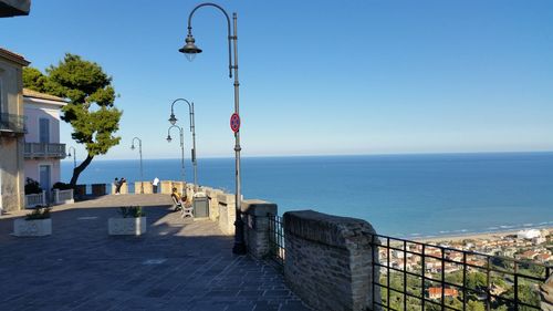 Scenic view of calm sea against blue sky