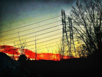 Power lines at sunset