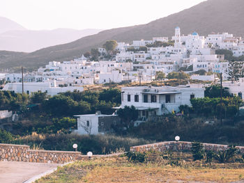 High angle view of houses in town