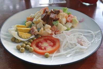 Close-up of food served in plate