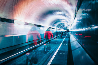 Blurred motion of subway train