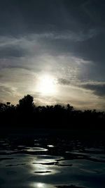 Scenic view of lake against sky at sunset