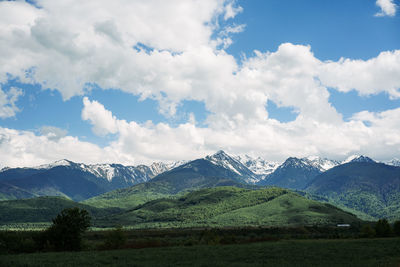 Scenic view of mountains against sky