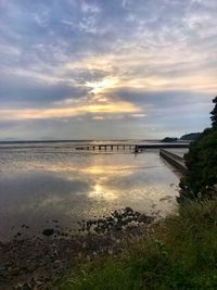 Scenic view of sea against sky during sunset