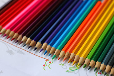 Close-up of colored pencils