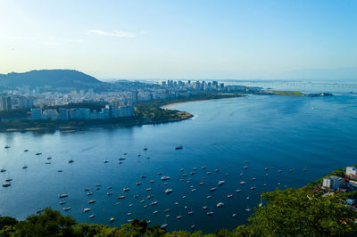 Areal view of rio de janeiro north bay looking toward flamengo beach and the local airport