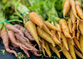 Close-up of carrots for sale in market