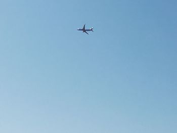 Low angle view of airplane flying in sky